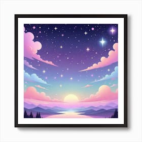 Sky With Twinkling Stars In Pastel Colors Square Composition 319 Art Print