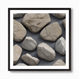 Rocks On A Gray Background Art Print