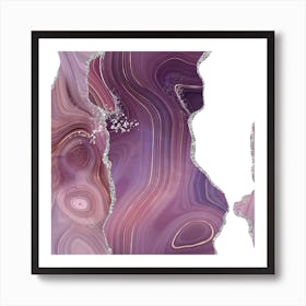 Mauve & Silver Agate Texture 05 Art Print