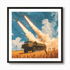 Soviet Rocket Artillery Firing Art Print