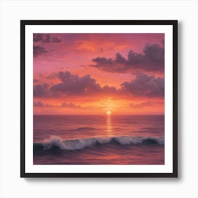 61068 Stunning Sunset Over An Ocean Horizon, With Orange Xl 1024 V1 0 Art Print