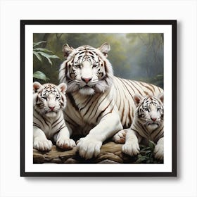 White Tiger Family Art Print
