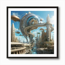 Futuristic City paintings art print 2 Art Print