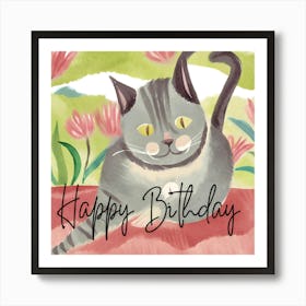 Happy Birthday Cat Art Print