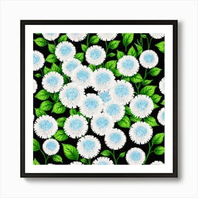 Blue And White Chrysanthemums 4 Poster