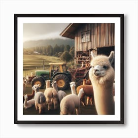 Alpacas On A Farm Art Print