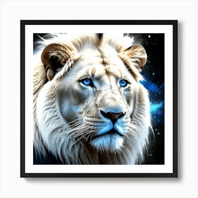 Lion With Blue Eyes Art Print