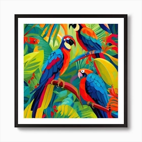 Poster con cornice - Colorato collage - Parrot In The Jungle