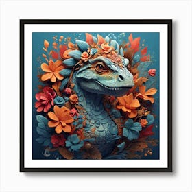 Dragon With Flowers Poster