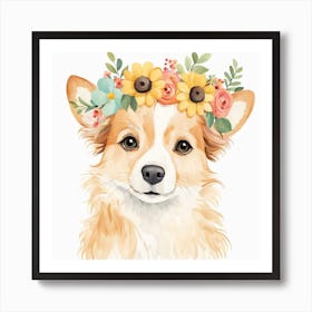 Floral Baby Dog Nursery Illustration (15) Art Print