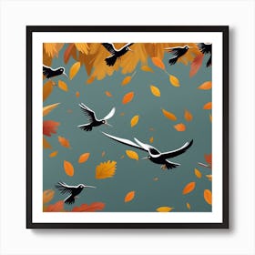 Autumn Birds Flying In The Sky 1 Art Print