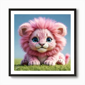 Pink Lion Art Print