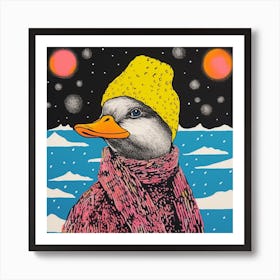 Duck In A Hat Colourful Geometric 2 Art Print