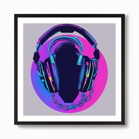 Headphones On A Chain Art Print