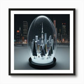 Snow Globe With City Art Print