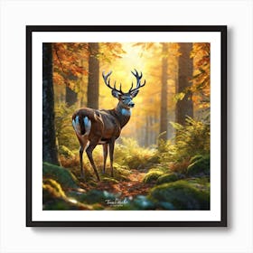 Deer In The Woods 53 Art Print