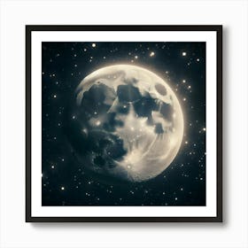 Full Moon In Space 1 Art Print