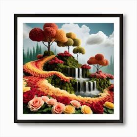 Waterfall Roses Art Print