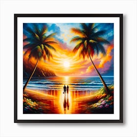 Couple At The Beach Art Print