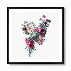 Floral Skull Square Art Print