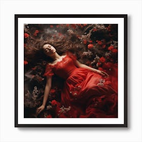 Lady Red Dress Art Print