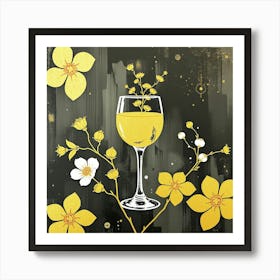 Yellow Wine Glass Art Print