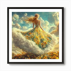 Girl In The Clouds 1 Art Print