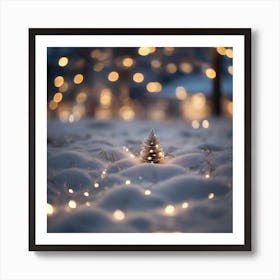 Bokeh Snow And Lights Art Print