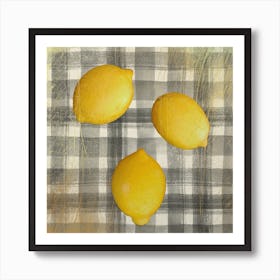 Lemons On A Checkered Tablecloth Art Print