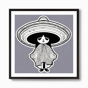 Mexican Girl With Sombren Art Print