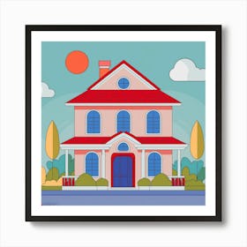 Cartoon House Vector Illustration Art Print