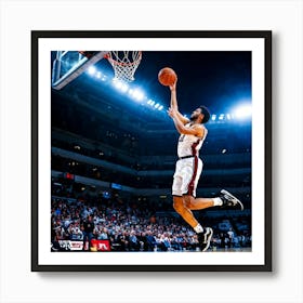 Court Arena Sport Basketball Professional Game Net Ball Point Action Background Man Prof (11) Art Print