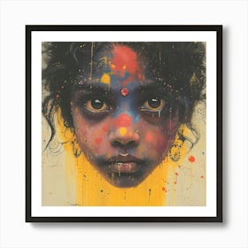 Girl With Paint On Her Face Art Print