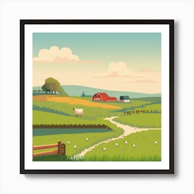 Farm Landscape - Farm Stock Videos & Royalty-Free Footage Art Print