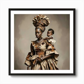 African Woman With Child Art Print