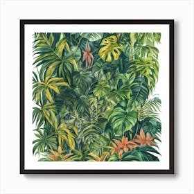 Tropical Jungle Jungle Night Botanical Art Print Art Print