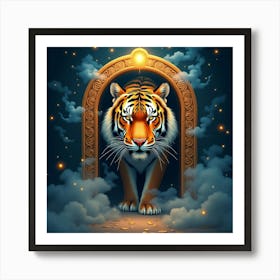 Flux Dev A Mystical Tigers Head Emerges From A Vibrant Ornate 2 Art Print