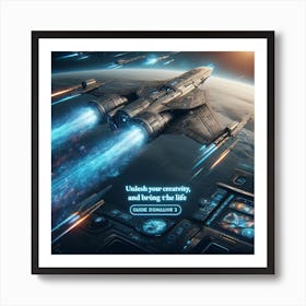 Spaceship In Space 16 Art Print