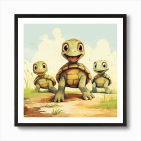 Turtles Cartoon 1 Art Print