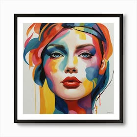 Colorful Gouache Inspired Face 1 Art Print 2 Art Print