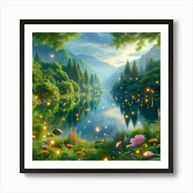 Fireflies In The Forest Art Print