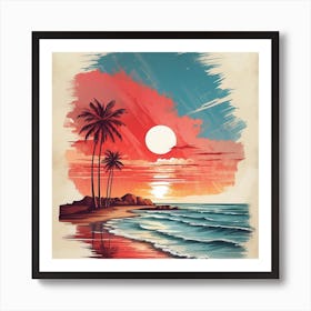 Sunset At The Beach Art Print