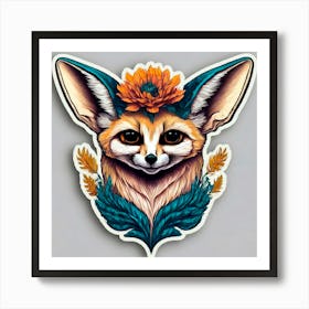 Fox With Flowers 7 Art Print