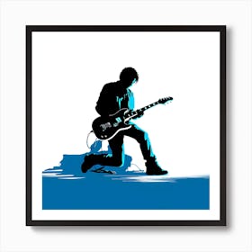 Silhouette Of A Guitar Player 3 Art Print