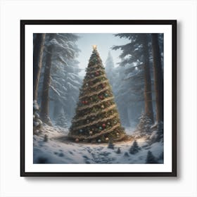 Christmas Tree In The Forest 129 Art Print