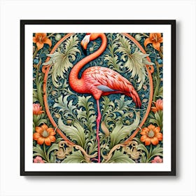 william morris Style Flamingo 1 Art Print