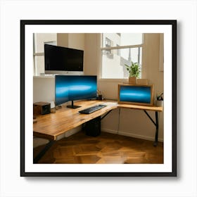 A Photo Of A Modern Office Desk With A Computer Mo (5) Art Print