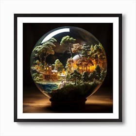 Miniature Village In A Glass Ball Art Print