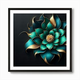 Abstract Flower On Black Background Art Print