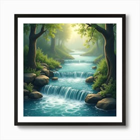 Waterfall In The Forest Art Print